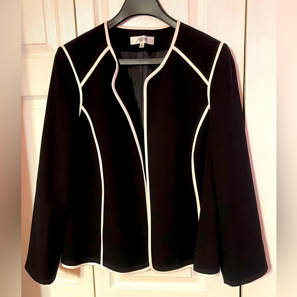 Black with white piping suit jacket